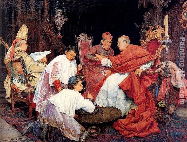 Guiseppe Signorini Cardinals In An Interior